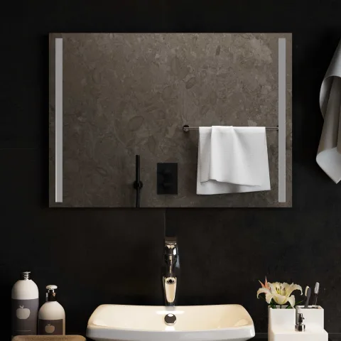 vidaXL Oglindă de baie cu LED Transparent 70 x 50 cm sticlă securizată