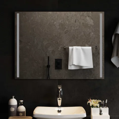 vidaXL Oglindă de baie cu LED Transparent 80 x 60 cm sticlă securizată