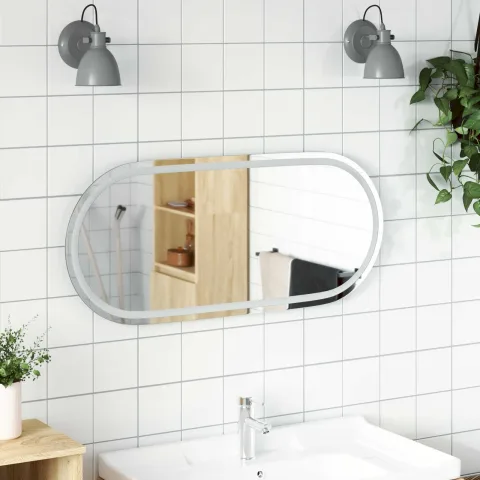 vidaXL Oglindă de baie cu LED cu oglindă Transparent 100 x 45 cm