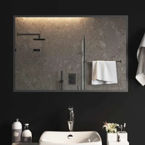 vidaXL Oglindă de baie cu LED Transparent 90 x 60 cm sticlă securizată