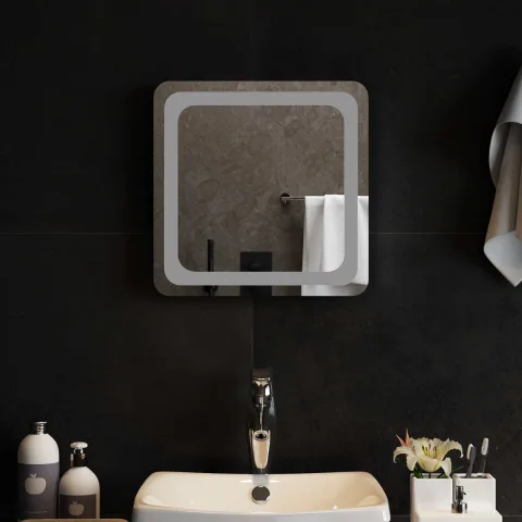 vidaXL Oglindă de baie cu LED Transparent 40 x 40 cm sticlă securizată