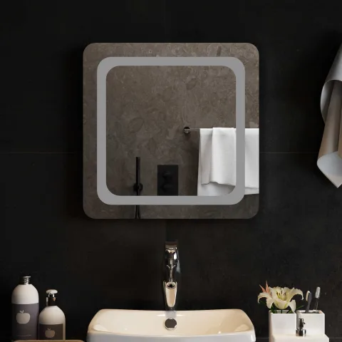 vidaXL Oglindă de baie cu LED Transparent 50 x 50 cm sticlă securizată
