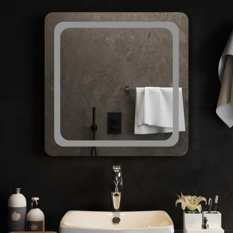 vidaXL Oglindă de baie cu LED Transparent 60 x 60 cm sticlă securizată