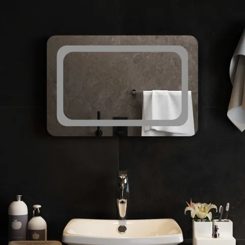 vidaXL Oglindă de baie cu LED Transparent 60 x 40 cm sticlă securizată