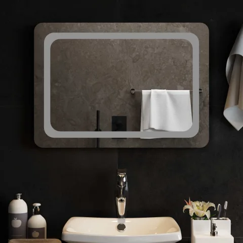 vidaXL Oglindă de baie cu LED Transparent 70 x 50 cm sticlă securizată