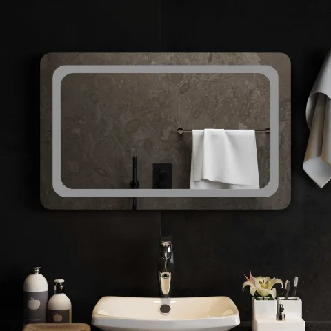 vidaXL Oglindă de baie cu LED Transparent 80 x 50 cm sticlă securizată