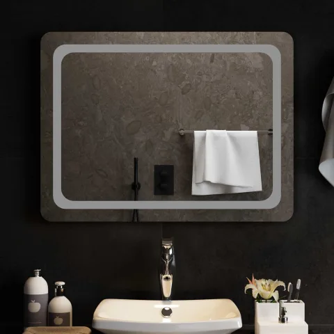 vidaXL Oglindă de baie cu LED Transparent 80 x 60 cm sticlă securizată