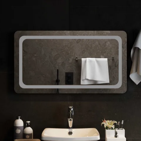 vidaXL Oglindă de baie cu LED Transparent 90 x 50 cm sticlă securizată