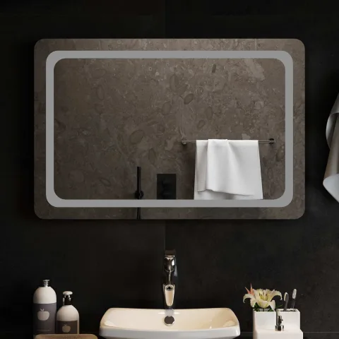 vidaXL Oglindă de baie cu LED Transparent 90 x 60 cm sticlă securizată