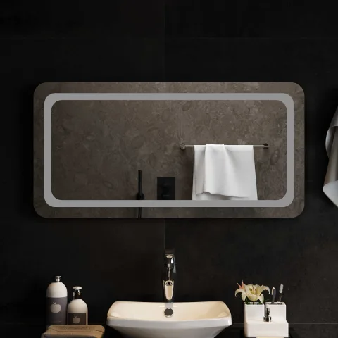 vidaXL Oglindă de baie cu LED cu oglindă Transparent 100 x 50 cm