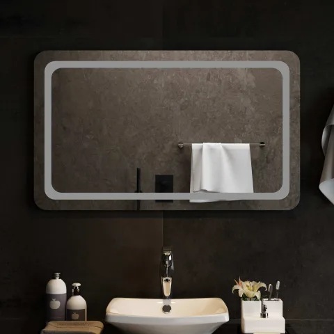 vidaXL Oglindă de baie cu LED cu oglindă Transparent 100 x 60 cm
