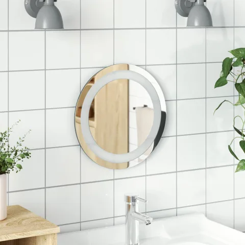 vidaXL Oglindă de baie cu LED Transparent Ø 30 cm sticlă securizată