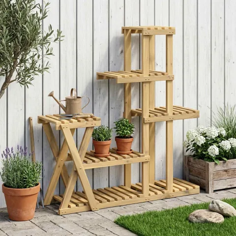 vidaXL Suport pentru plante Alb 95 x 25 x 101,5 cm