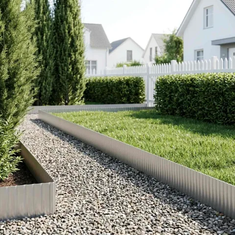 vidaxl Margine pentru gazon 20 m x 15 cm Oțel Galvanizat Argintiu
