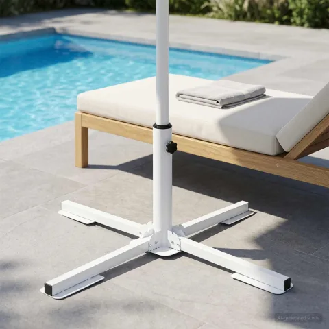 vidaXL Trepied pentru Parasol Alb Oțel
