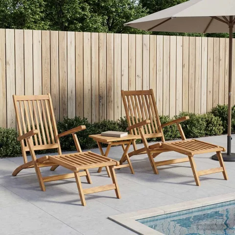 vidaXL Scaun pliabil cu masă 2 pcs natural Lemn solid de tec