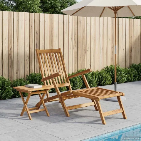vidaXL Scaun pliabil cu masă natural Lemn solid de tec