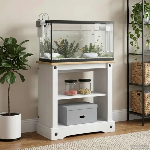vidaXL Suport pentru acvariu CORONA Alb și maro 60,5 x 30 x 60 cm