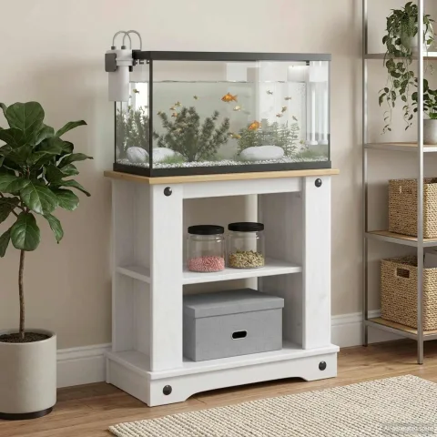 vidaXL Suport pentru acvariu CORONA Alb și maro 60 x 30 x 60 cm 150 kg