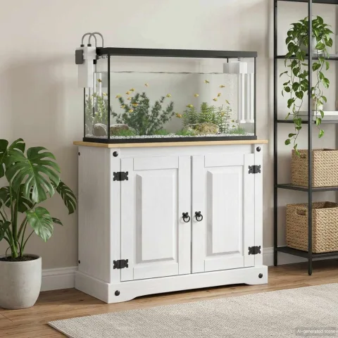 vidaXL Suport pentru acvariu CORONA Alb și maro 81,5 x 37 x 73 cm