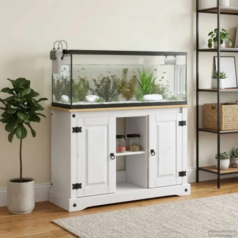 vidaXL Suport pentru acvariu CORONA Alb și maro 101,5 x 37 x 73 cm