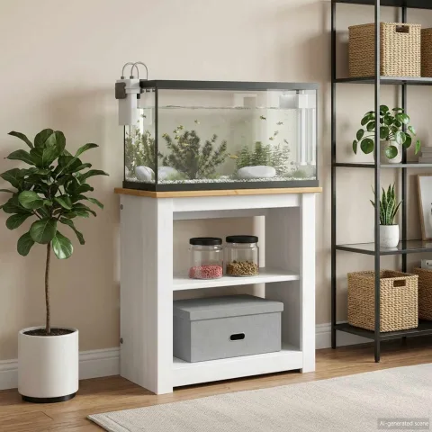vidaXL Suport pentru acvariu PANAMA Alb și maro 60 x 30 x 60 cm 150 kg