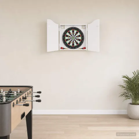 vidaXL Cabinet pentru ținte de darts Alb foarte lucios 56 x 12 x 63 cm