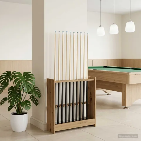 vidaXL Suport pentru tacuri de biliard Lemn prelucrat 60 x 20 x 57 cm