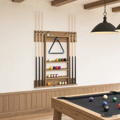 vidaXL Suport pentru tacuri de biliard Lemn prelucrat 93 x 12 x 103 cm