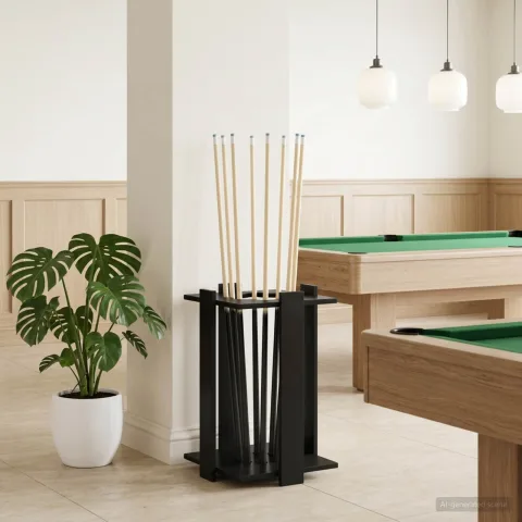 vidaXL Suport pentru tacuri de biliard Lemn prelucrat 42 x 43 x 60 cm