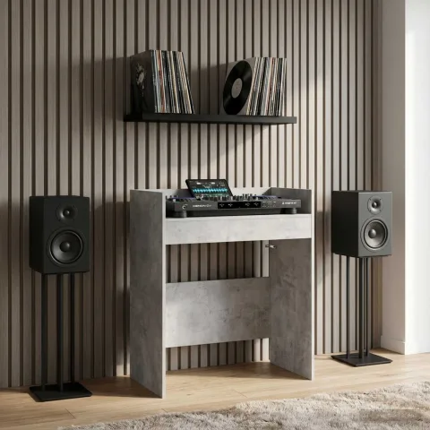 vidaXL Masă DJ Gri Beton 102 x 45 x 102 cm Lemn prelucrat