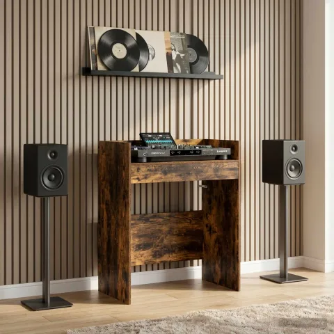 vidaXL Masă DJ Stejar fumuriu 102 x 45 x 102 cm Lemn prelucrat