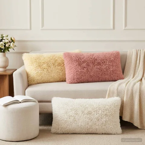 vidaXL Husă pentru pernă 6 pcs HEERLEN Alb 40 x 70 cm Fleece PV