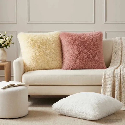 vidaXL Husă pentru pernă 6 pcs HEERLEN Crem 60 x 60 cm Fleece PV