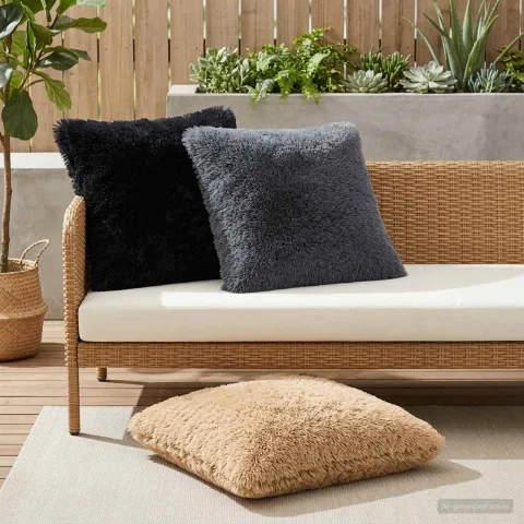 vidaXL Husă pentru pernă 2 pcs HEERLEN Negru 80 x 80 cm Fleece PV