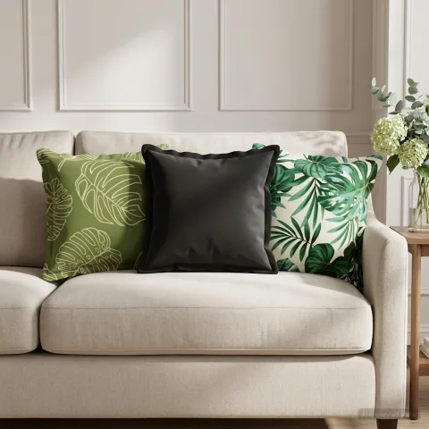 vidaXL Husă pentru pernă 2 buc. HOUTEN Model cu frunze 40 x 40 cm