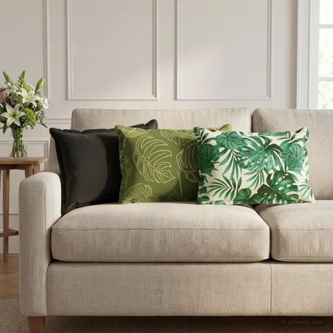 vidaXL Husă pentru pernă 2 buc. HOUTEN Model cu frunze 40 x 60 cm