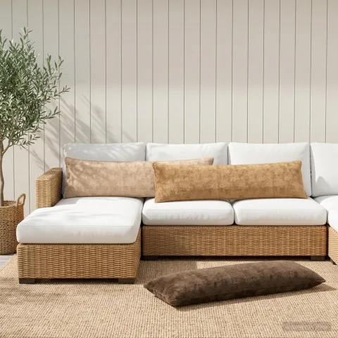 vidaXL Husă pentru pernă 2 buc. HOUTEN Crem 40 x 145 cm