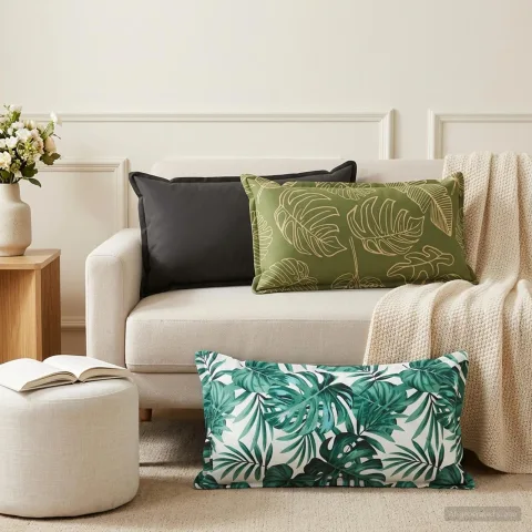 vidaXL Husă pentru pernă 2 buc. HOUTEN Model cu frunze 40 x 70 cm