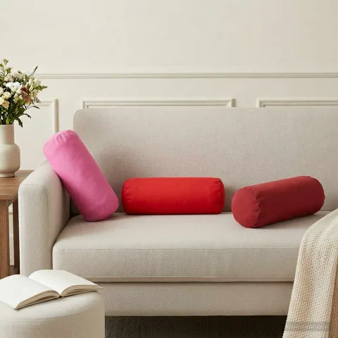 vidaXL Husă pentru pernă 2 pcs HEERLEN Roșu Ø 15 x 40 cm Poliester