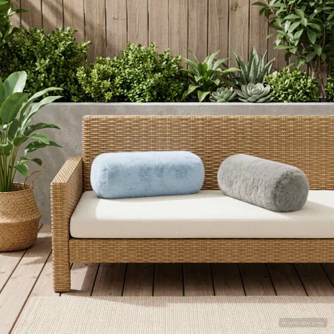 vidaXL Husă pentru pernă 2 buc. HEERLEN Gri deschis Ø 15 x 40 cm