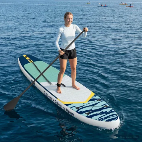 vidaXL Plăci de paddle gonflabile APEX 335 x 76 x 15 cm albastru