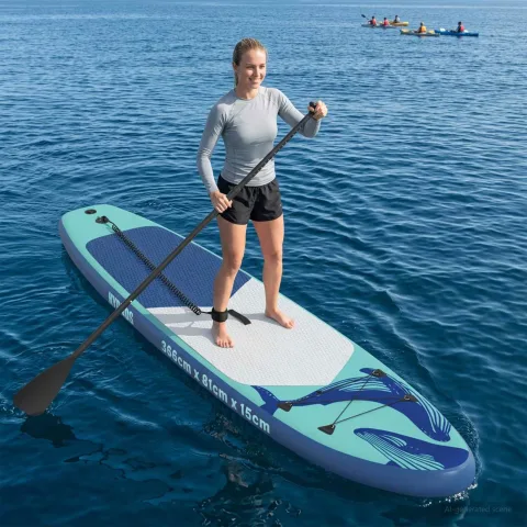 vidaXL Plăcuță de apă gonflabilă Stand Up HYDROS 366 x 81 x 15 cm