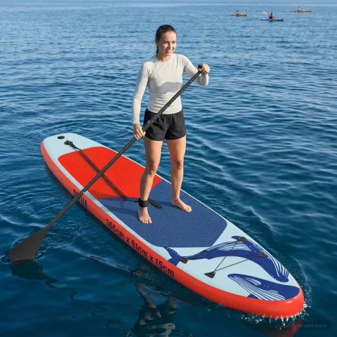 vidaXL Placă de paddle gonflabilă SCYLLA 366 x 81 x 15 cm albastru