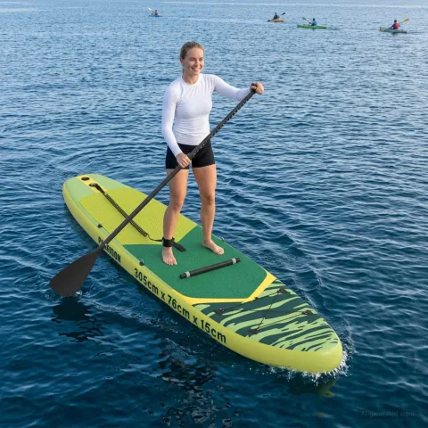 vidaXL Placă SUP cu Șezlong 2 în 1 POSEIDON 305 x 76 x 15 cm Verde