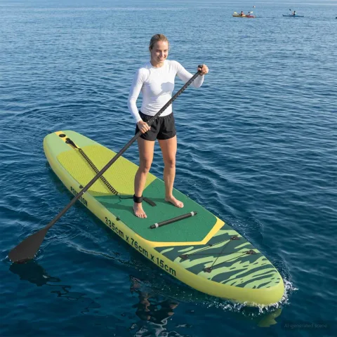 vidaXL Placă SUP cu Șezlong 2 în 1 POSEIDON 335 x 76 x 15 cm Verde