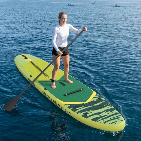 vidaXL Placă SUP cu Șezlong 2 în 1 POSEIDON 366 x 81 x 15 cm Verde