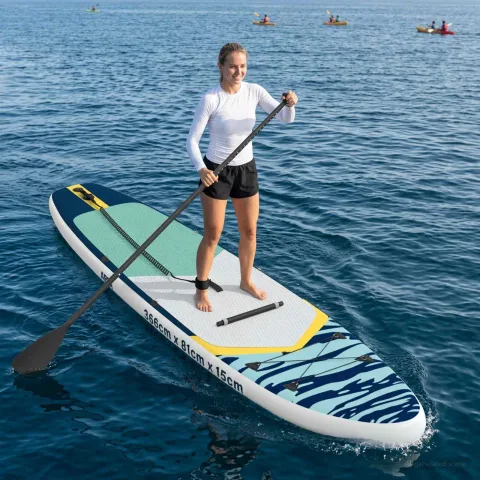 vidaXL Placă SUP cu Șezlong 2 în 1 APEX 366 x 81 x 15 cm albastru