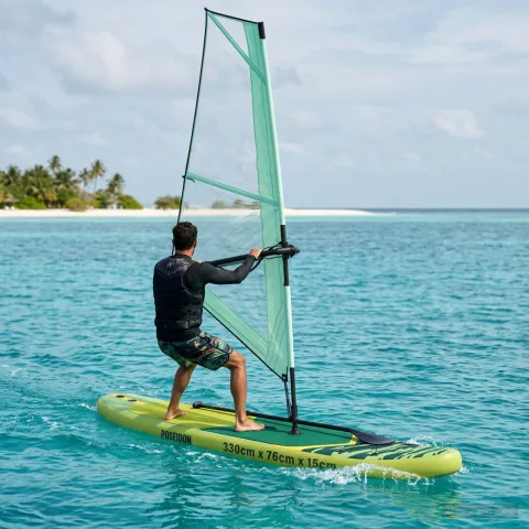 vidaXL Tablă SUP gonflabilă cu Vela POSEIDON 330 x 76 x 15 cm Verde