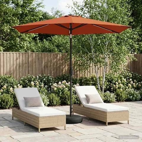 vidaXL Parasol de grădină cu lumini LED și bază 270 x 270 cm Poliester